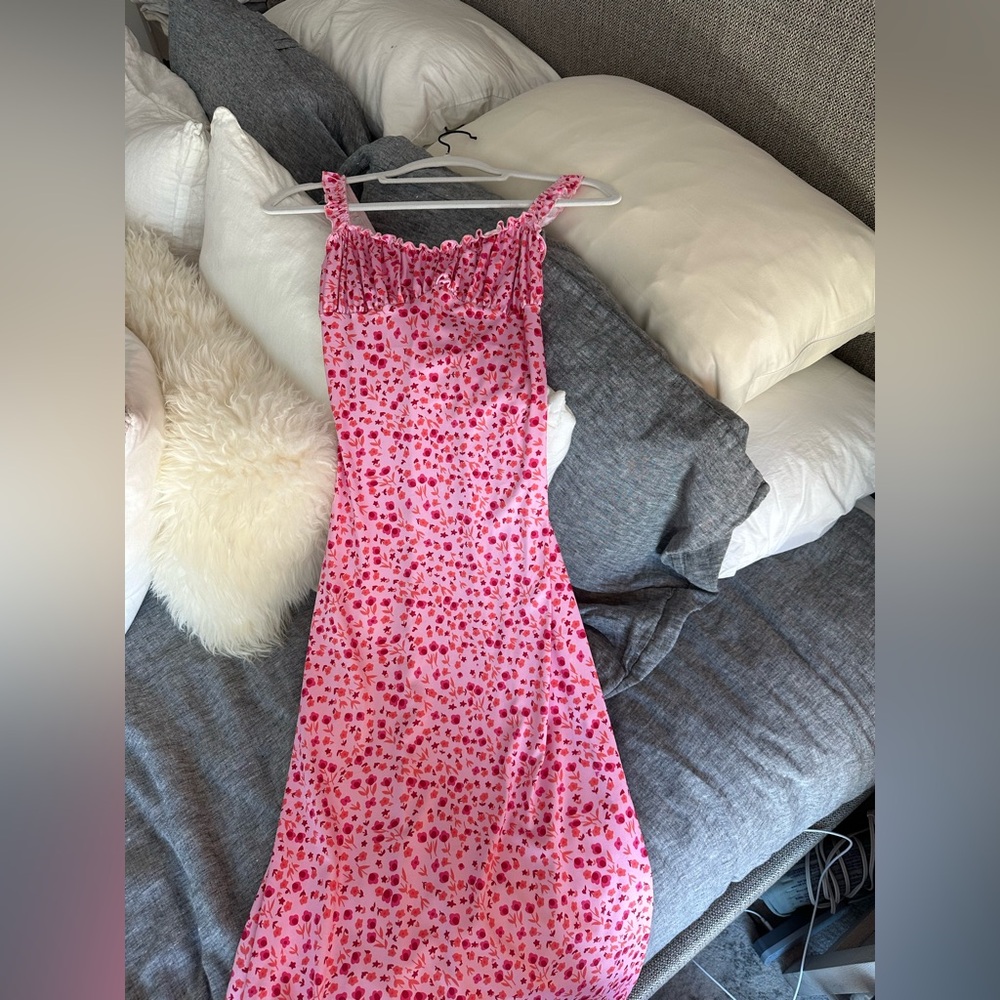 Pink Floral Sleeveless Dress